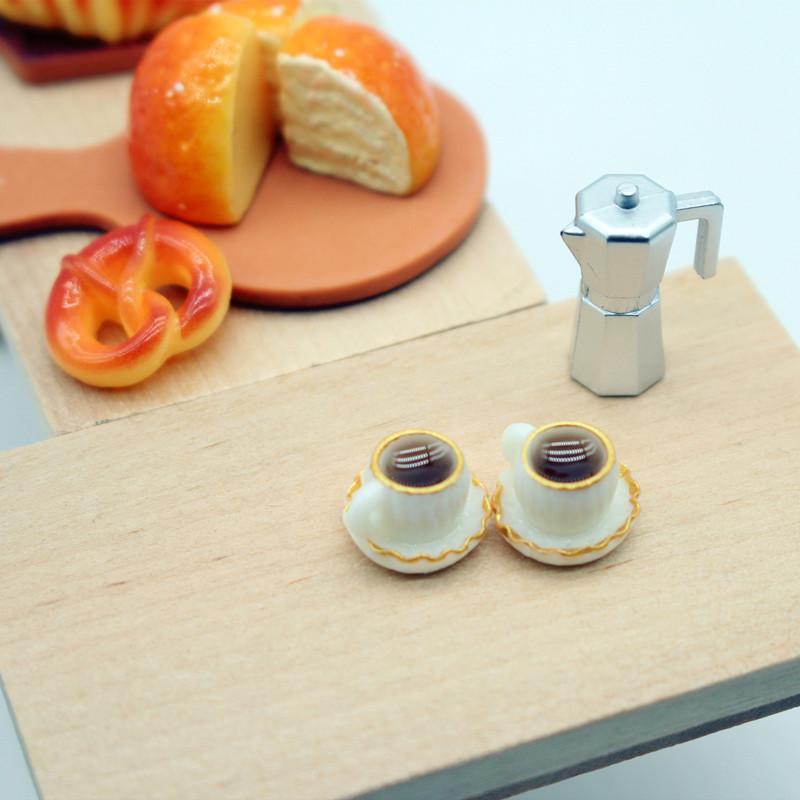Play Kitchen Set - Cute Dollhouse Miniatures Coffee Bread Breakfast