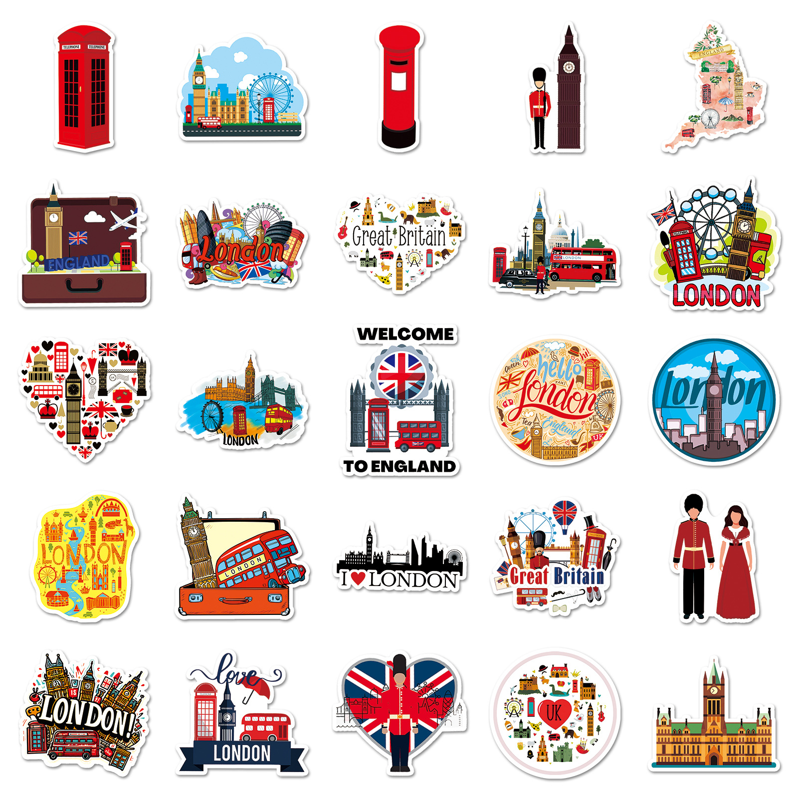 Kids Toys Uk - 50PCS Travel Scenery Graffiti Stickers UK