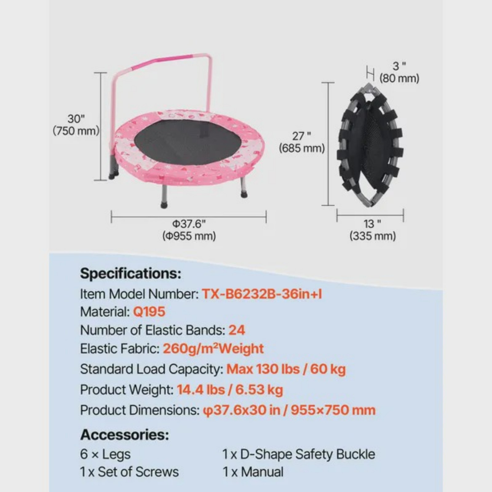 36 Kids Trampoline 3FT Indoor  – Trampoline Mini Indoor recenzja i cena