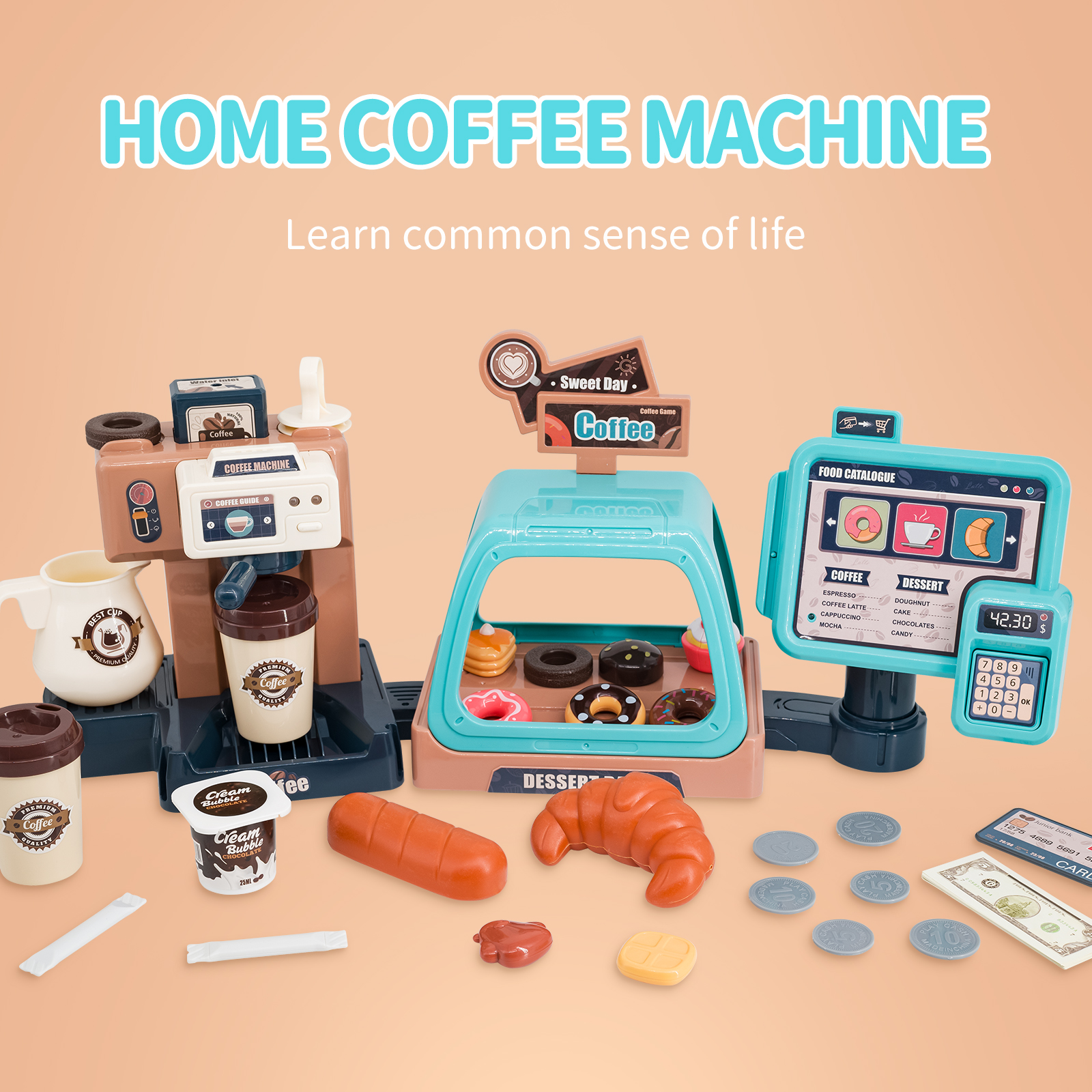 3 In 1 Coffee Machine Toy Set  – Toy Cash Register recenzja i cena