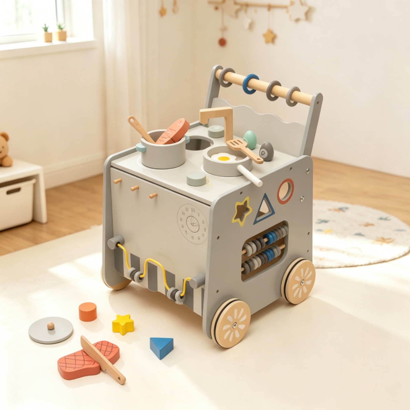 Wooden Play Kitchen Cart Sink  – Play Kitchen Set recenzja i cena